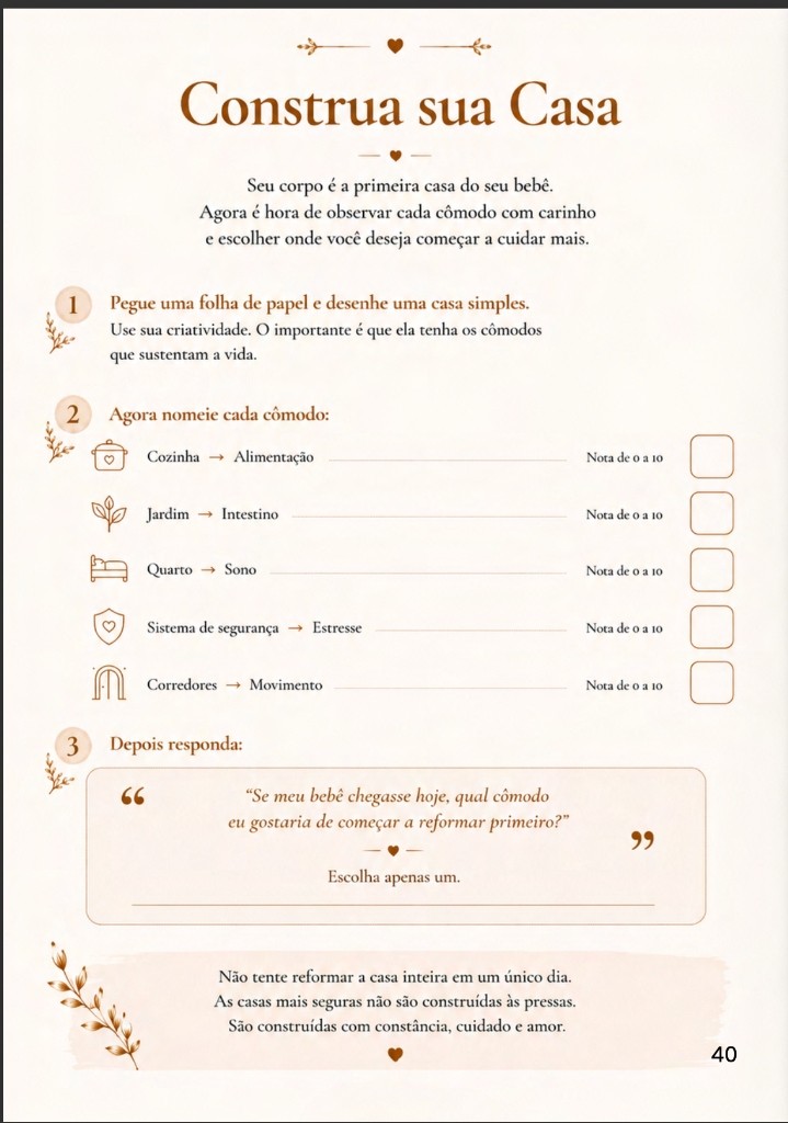 Página do Checklist Construa sua Casa com cômodos e notas